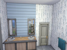 Sims 4 — Bathroom Wall Set by lavilikesims — A set of walls containing both a painted wood wall and matching wallpaper in