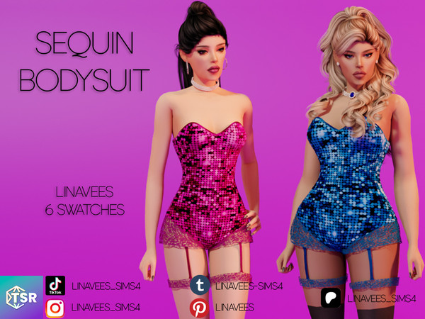 Sims 4 — CAMERON - SEQUIN BODYSUIT by linavees — New Mesh