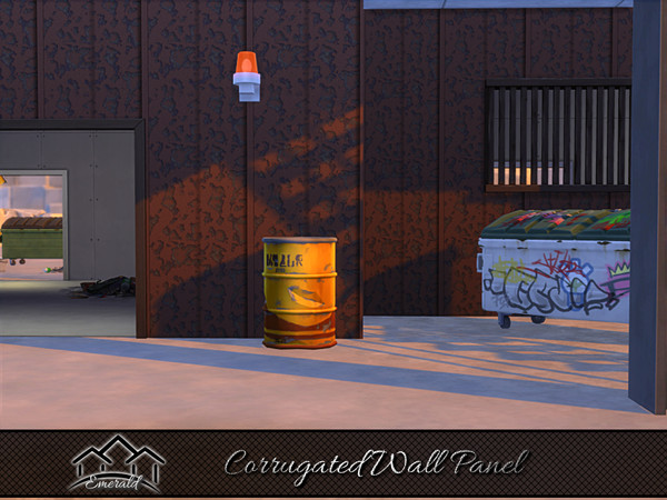 Sims 4 — Corrugated Wall Panel 1 by Emerald — Corrugated wall panel adds a rustic appeal with an antiquated look.