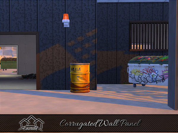 Sims 4 — Corrugated Wall Panel 4 by Emerald — Corrugated wall panel adds a rustic appeal with an antiquated look.