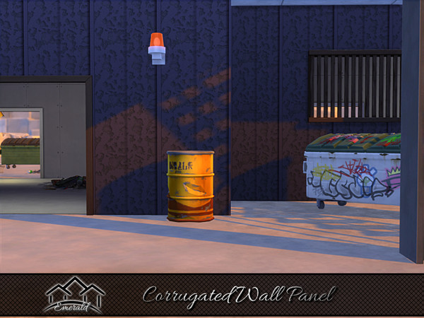 Sims 4 — Corrugated Wall Panel 5 by Emerald — Corrugated wall panel adds a rustic appeal with an antiquated look.