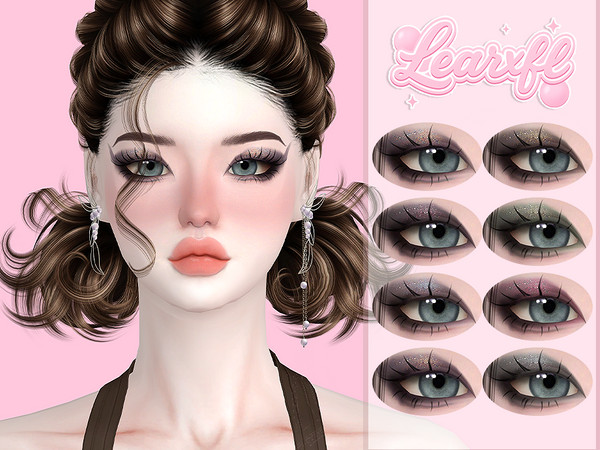 Sims 4 — [Learxfl] Farhana Eyeshadow by Learxfl — Eyeshadows, 10 swatches , HQ and BGC . Standalone item with thumbnail.