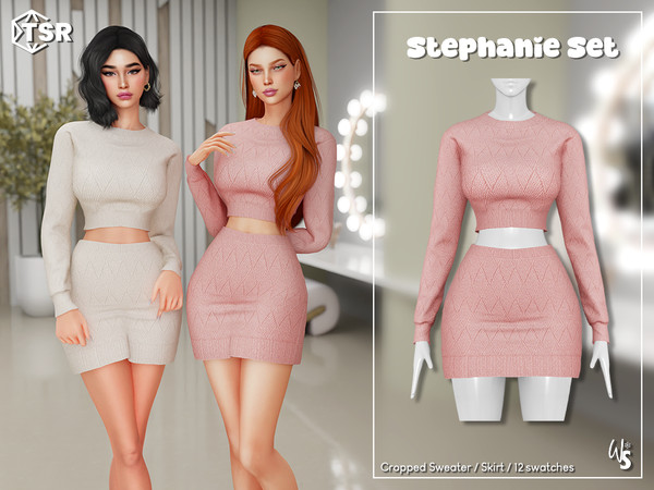 Sims 4 — Stephanie Clothing Set by WisteriaSims — Soft, elegant, and effortlessly feminine, a cozy two piece knit set