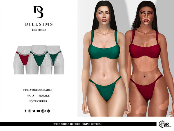 Sims 3 — Wide Strap Ruched Bikini Bottom by Bill_Sims — These bikini bottoms feature a high-cut leg with ruched detailing