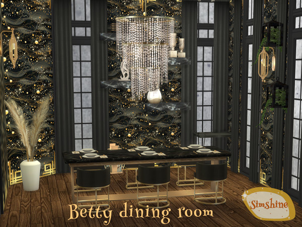 Sims 4 — Betty Dining Room by Sim_shine — An art deco-styled dining room with plenty of ambiance. Make sure you download