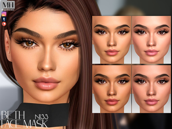 Sims 4 — Beth Face Mask N133 by MagicHand — Beauty face in 6 skin color variations - HQ Compatible.