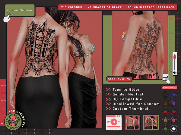 Sims 4 — Lost V2 Tattoo by unidentifiedsims — 10 Colours