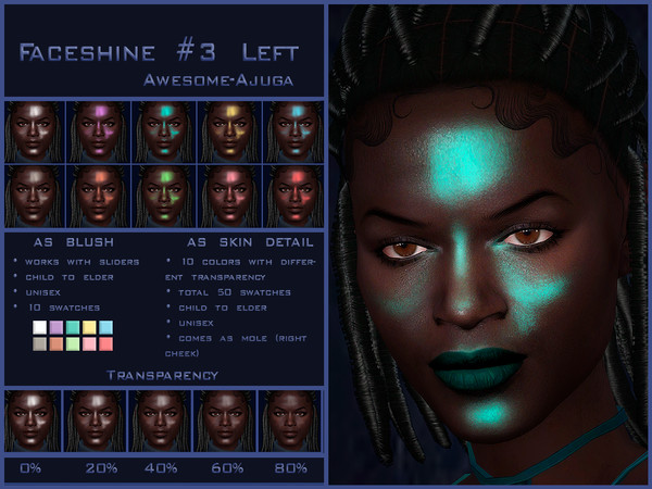 Sims 4 — faceshine_3_blush_skindetail_awesome-ajuga.package by Awesome-ajuga — - comes as blush & skin detail;