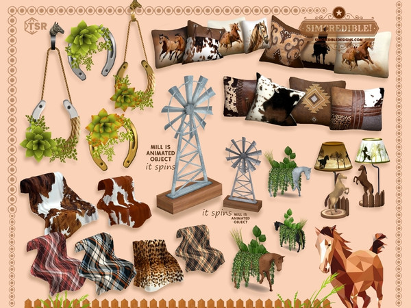 Sims 4 — Champion Ranch Spinning Decor Windmill by SIMcredible! — Now, we are sharing the decor items from our newest