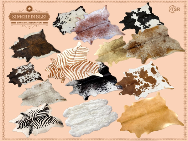 Sims 4 — Champion Ranch Faux Fur Rug by SIMcredible! — Now, we are sharing the decor items from our newest set, the