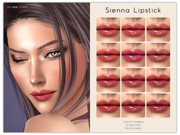 Sims 4 — LMCS Sienna Lipstick by Lisaminicatsims — -Lipstick category -HQ comatble -12 swatches