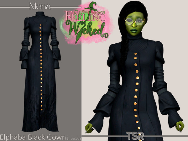 Sims 4 — Elphaba_Black Gown by Mona — -New mesh-