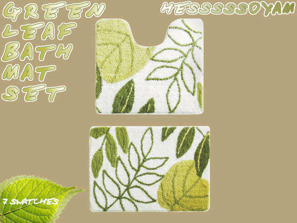 Sims 4 — Grean Leaf Bath Mat by hesssssoyam — Bathroom Mat Set