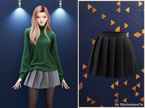Sims 4 — Classic pleated mini skirt by MysteriousOo — Structured pleated mini skirt for versatile styling