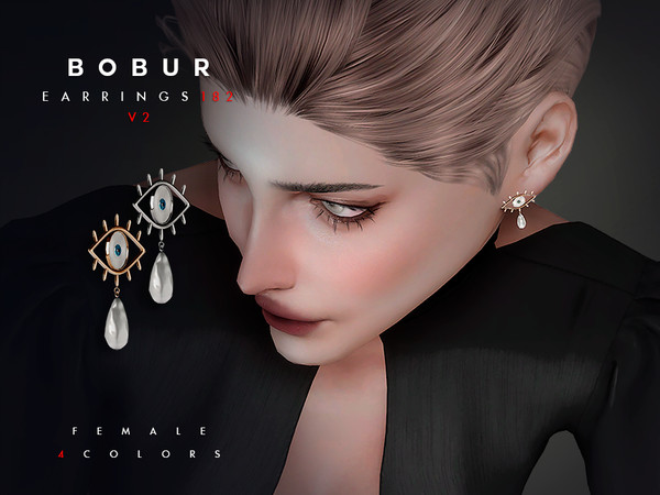 Sims 4 — Eye Pearl Earrings V2 by Bobur2 — Please, before writing where I can download this hair, please take a look at