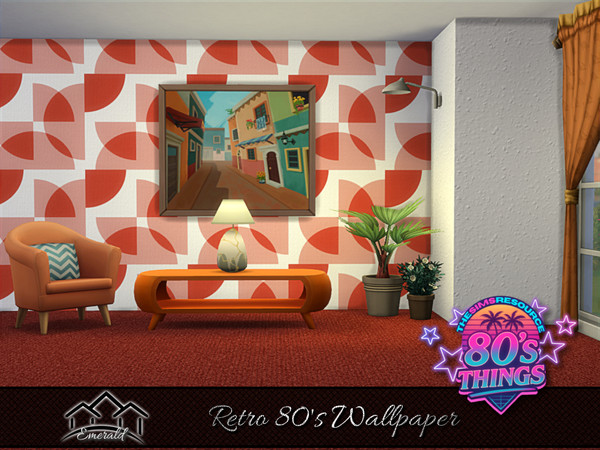Sims 4 — Retro 80's Wallpaper 1 by Emerald — Add a touch of antique and vintage style to bring yourself back in time to