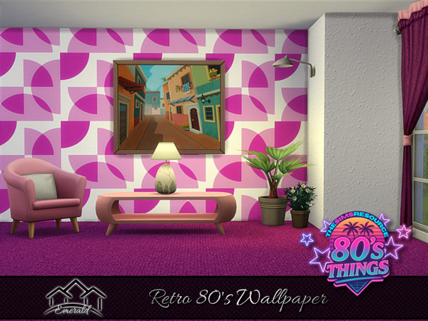Sims 4 — Retro 80's Wallpaper 3 by Emerald — Add a touch of antique and vintage style to bring yourself back in time to