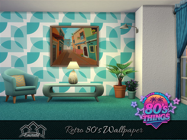 Sims 4 — Retro 80's Wallpaper 5 by Emerald — Add a touch of antique and vintage style to bring yourself back in time to