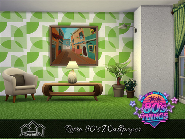 Sims 4 — Retro 80's Wallpaper 6 by Emerald — Add a touch of antique and vintage style to bring yourself back in time to