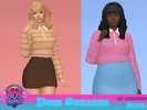 Sims 4 — Dodi Sweater by Dissia — White collar zip long sleeves tucked blue and white stripes top
