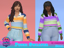 Sims 4 — Ponsi Sweater by Dissia — Long sleeves white collar striped tucked top