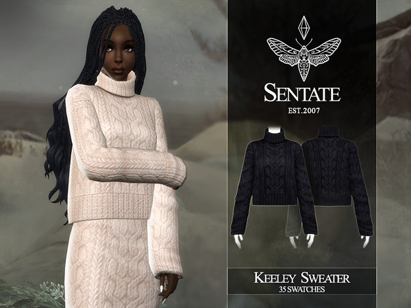 Sims 4 — Sentate-2024-KeeleySkirt.package by Sentate — A boxy fit sweater with midi pencil kirt.
