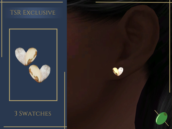 Sims 4 — Harper Heart Stud Earrings by Pitted0live — Half gold, half diamond heart shaped stud earrings Custom catalog