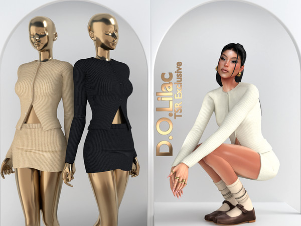 Sims 4 — Ribbed Knit Set DO102 Bottom 2046 by DOLilac — Includes: (Top + Bottom)