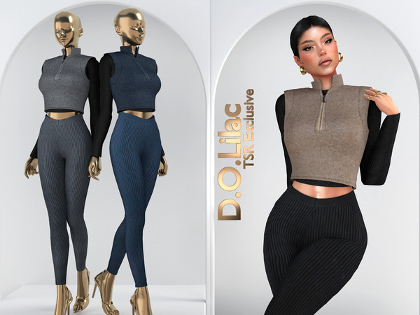 Sims 4 — Sporty Chic Set DO103 by DOLilac — Includes: (Top + Bottom)