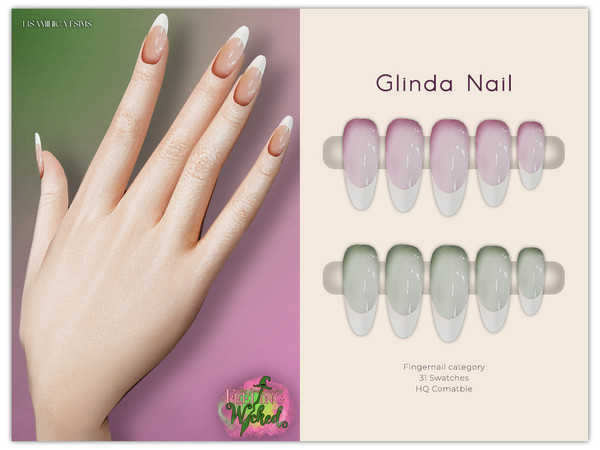 Sims 4 — LMCS Glinda Nail by VELYSEA — -Wicked: For Good Movie Special -Fingernail category -HQ comatble -31 swatches