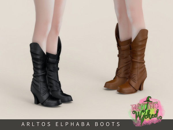 Sims 4 — Feeling Wicked - Elphaba Boots by Arltos — 7 colors.