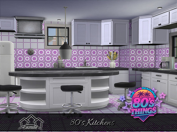 Sims 4 — 80's Kitchens 5 by Emerald — 80's had an increase in decorative ceramic tiles with artistic motifs and geometric
