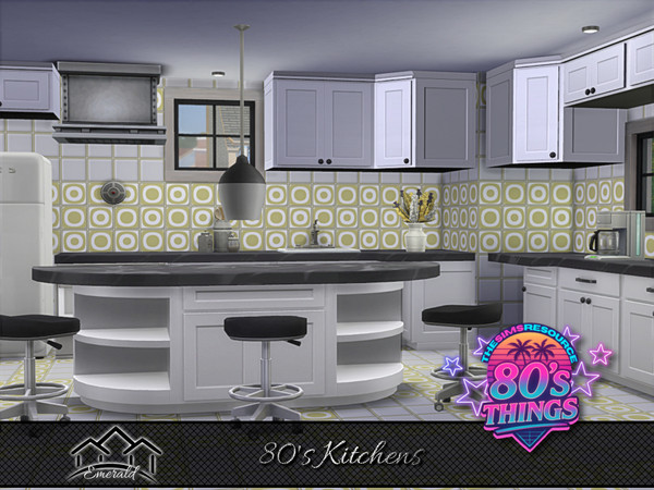Sims 4 — 80's Kitchens 6 by Emerald — 80's had an increase in decorative ceramic tiles with artistic motifs and geometric