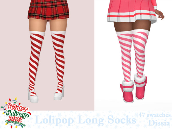 Sims 4 — Lolipop Long Socks by Dissia — Thigh high stripes socks