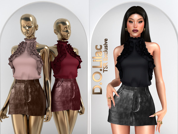 Sims 4 — Edgy Elegant Set DO104 Top 2049 by DOLilac — Includes: (Top + Bottom)