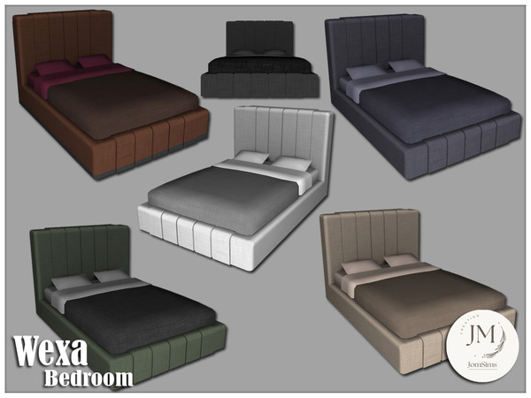 Sims 4 — Jomsims wexa bed by jomsims — Wexa bedroom Modernity, comfort, and clean lines come together in this new Sims 4