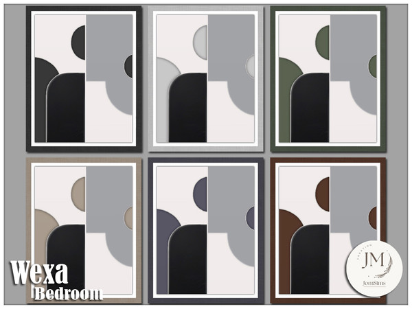 Sims 4 — Jomsims wexa wall paintings2 by jomsims — Wexa bedroom Modernity, comfort, and clean lines come together in this