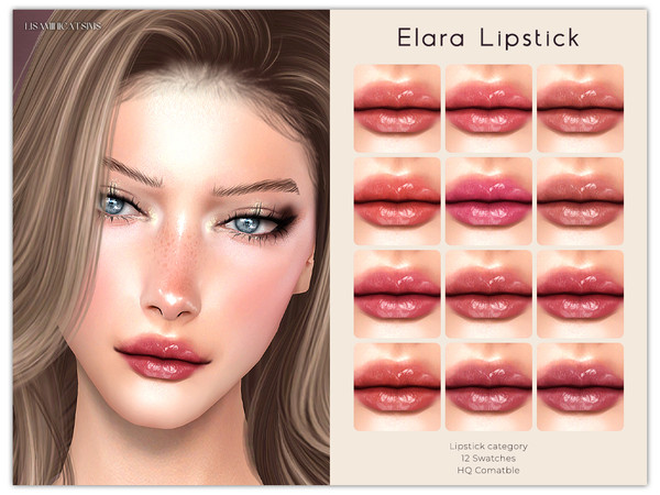 Sims 4 — LMCS Elara Lipstick by Lisaminicatsims — -Lipstick category -HQ comatble -12 swatches