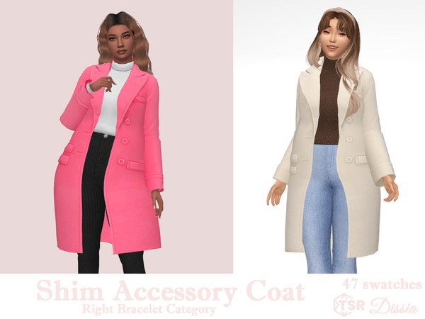 Sims 4 — Shim Accessory Coat by Dissia — Solids long sleeves long accessory coat