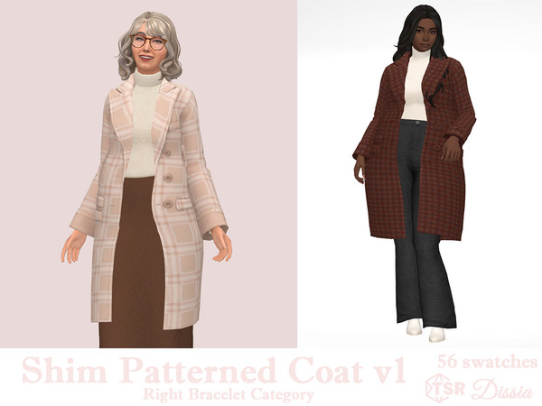 Sims 4 — Shim Accessory Patterned Coat v1 by Dissia — Patterned mainly plaid long sleeves long accessory coat