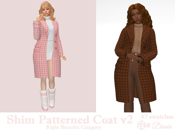 Sims 4 — Shim Accessory Patterned Coat v2 by Dissia — Patterned plaid long sleeves long accessory coat
