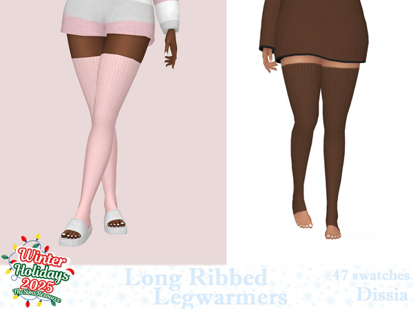 Sims 4 — Long Ribbed Legwarmers by Dissia — Cosy warm thigh high ribbed legwarmers