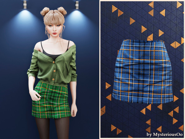 Sims 4 — Plaid mini skirt by MysteriousOo — Classic mini skirt with bold plaid pattern