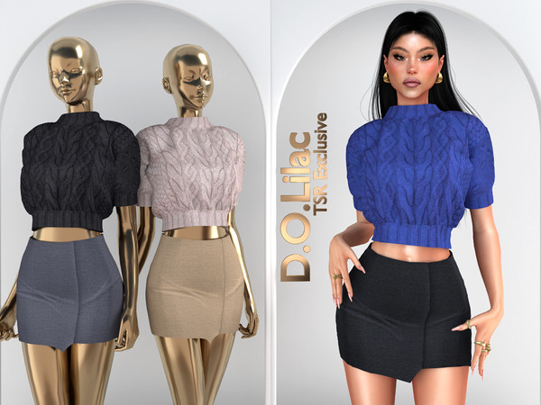 Sims 4 — Chic Minimalism Set DO106 Bottom 2054 by DOLilac — Includes: (Top + Bottom)