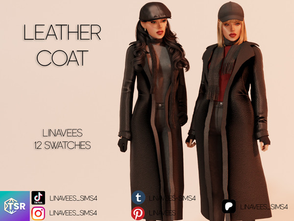 Sims 4 — KORA - LEATHER COAT by linavees — New Mesh