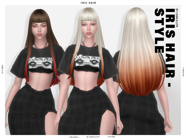 Sims 4 — LeahLillith_IrisHairstyleOmbre_01_MM.package by Leah_Lillith — There is optional recolor (color wheel) which can