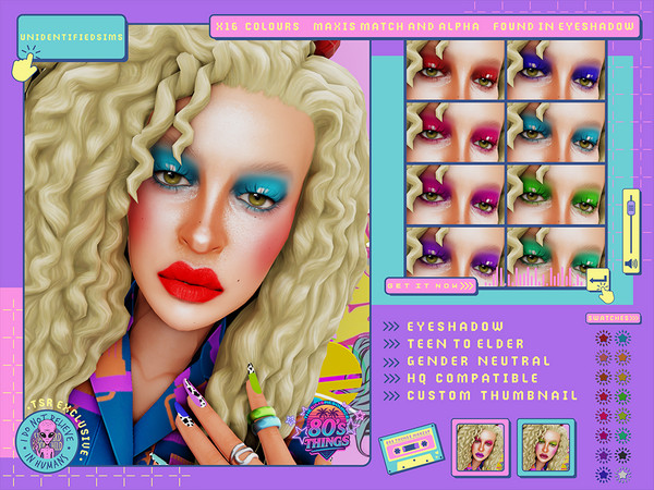 Sims 4 — 80s Things Eyeshadow by unidentifiedsims — 16 Colours