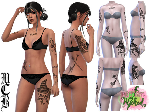 Sims 4 — Wicked Tattoo Set by MaruChanBe2 — Wicked inspired tattoo set for your cuties.