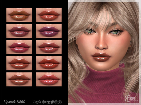 Sims 4 — Glossy Lipstick (lipstick N260) by Layla — Female Glossy Lipstick Previews were made using HQ Mod