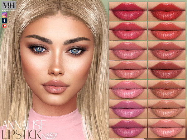 Sims 4 — Annalise Lipstick N287 by MagicHand — Creamy lips in 16 colors - HQ Compatible.